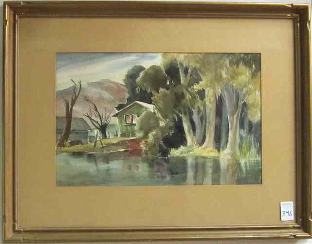 Appraisal: FREDERIC JOHNSTON WATERCOLOR ON PAPER California - Cabin on the