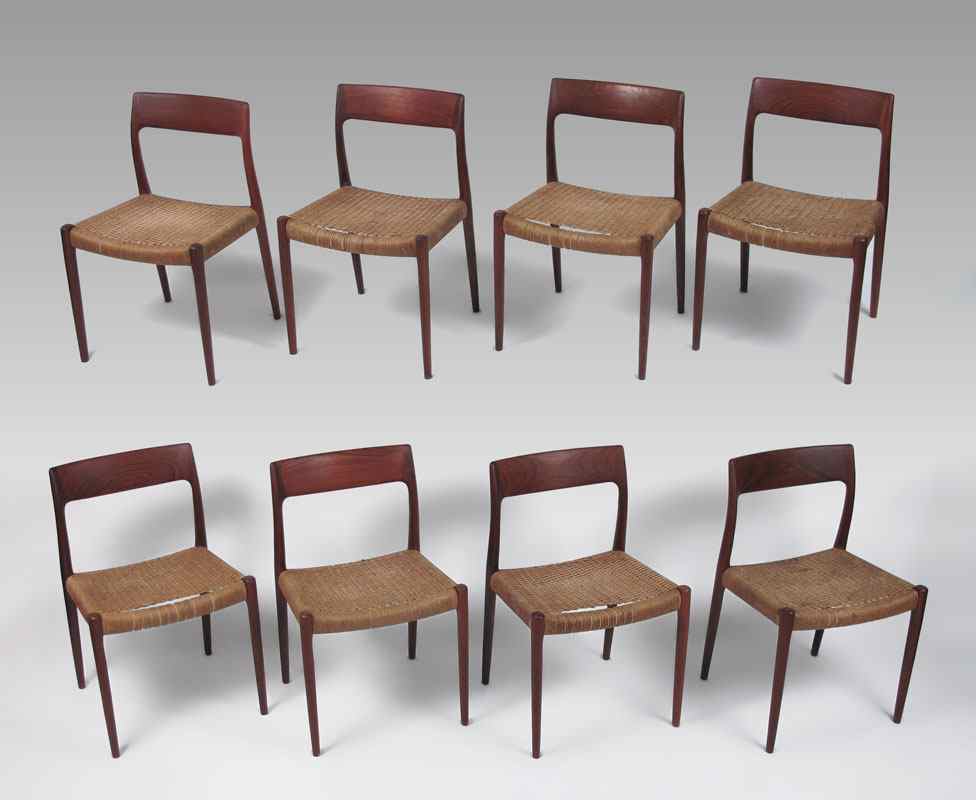 Appraisal: SET OF J L MOLLER DANISH MODERN DINING CHAIRS Sculpted