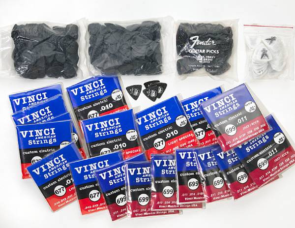 Appraisal: A Jerry Garcia group of guitar strings and picks s-