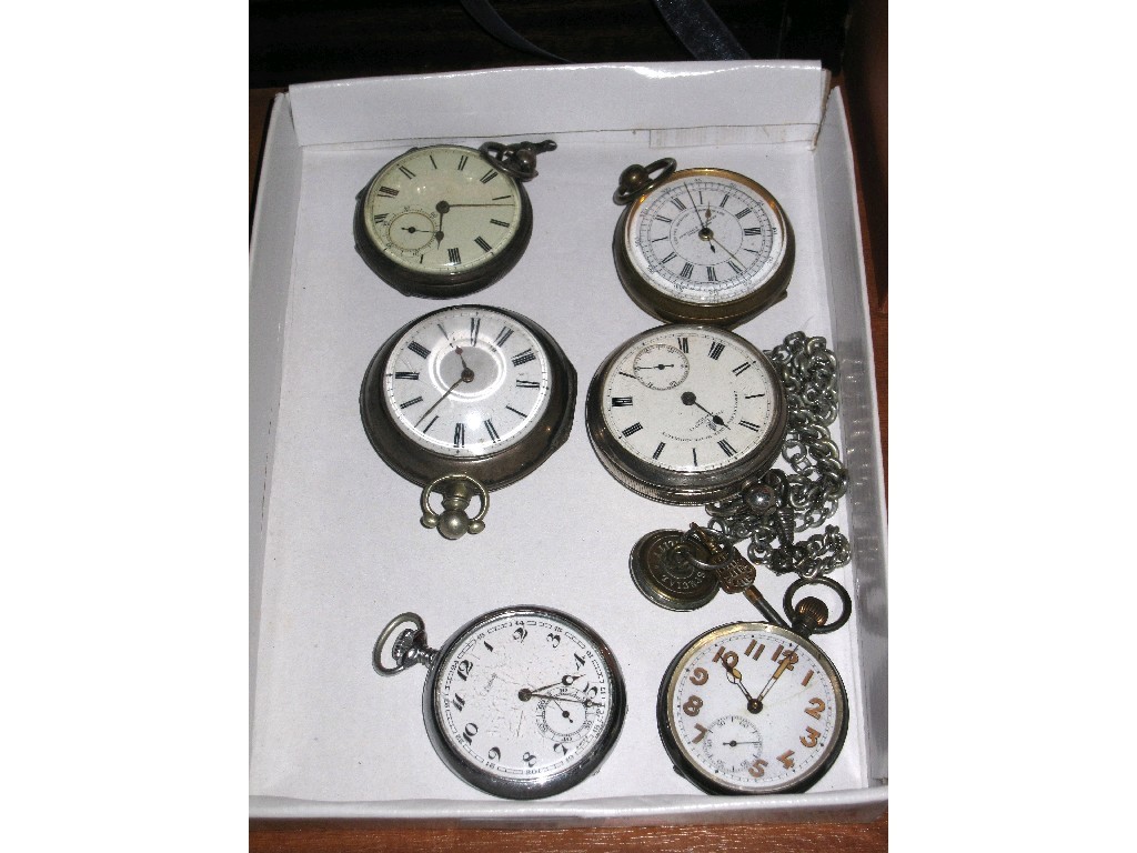 Appraisal: Lot comprising six pocket watches including a centre seconds chronograph