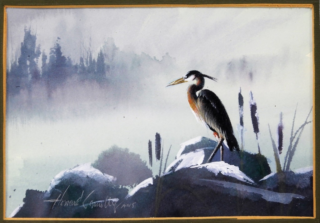 Appraisal: HOWARD CONNOLLY WESTERLY RI BLUE HERON WC PAINTING Rhode Island