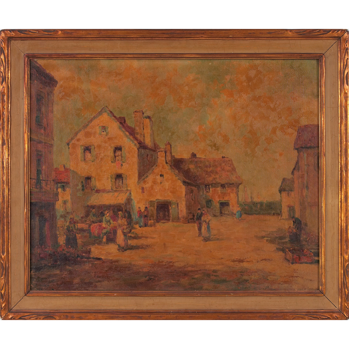 Appraisal: Dennis Ainsley American - ''Market Scene '' c oil on