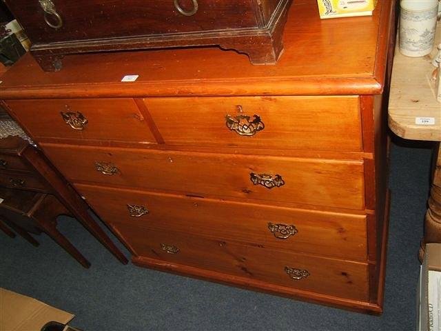 Appraisal: A stained pine chest of two short and three long