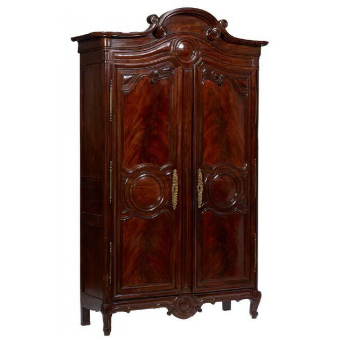 Appraisal: French Louis XV Style Carved Mahogany Armoire c the arched