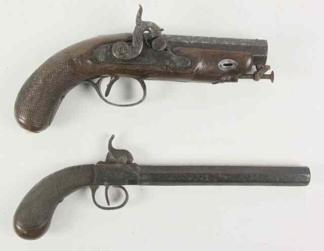 Appraisal: A percussion cap pocket pistol with octagonal turn off barrel