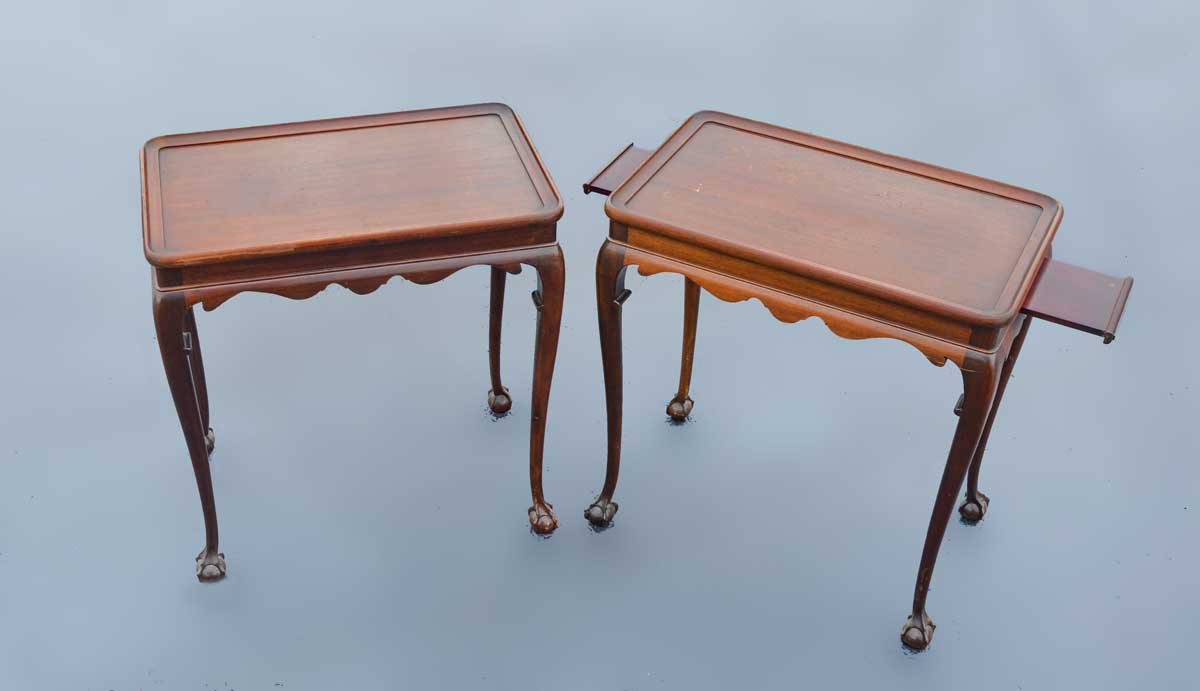 Appraisal: PAIR QUEEN ANNE MAHOGANY TEA TABLES Matched pair of Queen