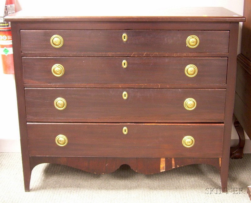 Appraisal: Stained Federal Cherry Four-Drawer Bureau