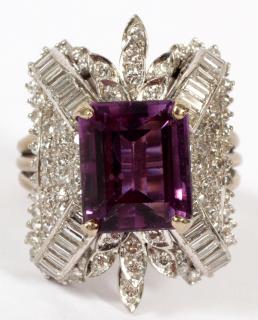 Appraisal: CT AMETHYST AND DIAMOND RING CT AMETHYST AND DIAMOND RING