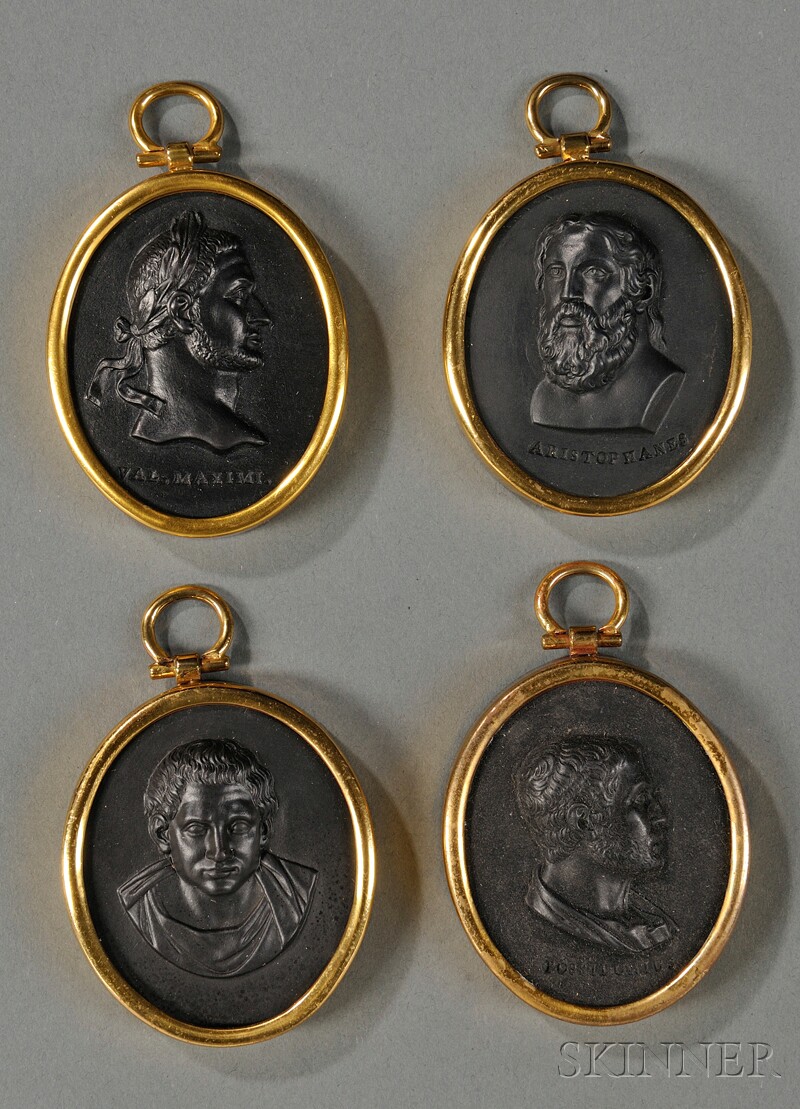 Appraisal: Four Wedgwood Black Basalt Portrait Medallions England th century each