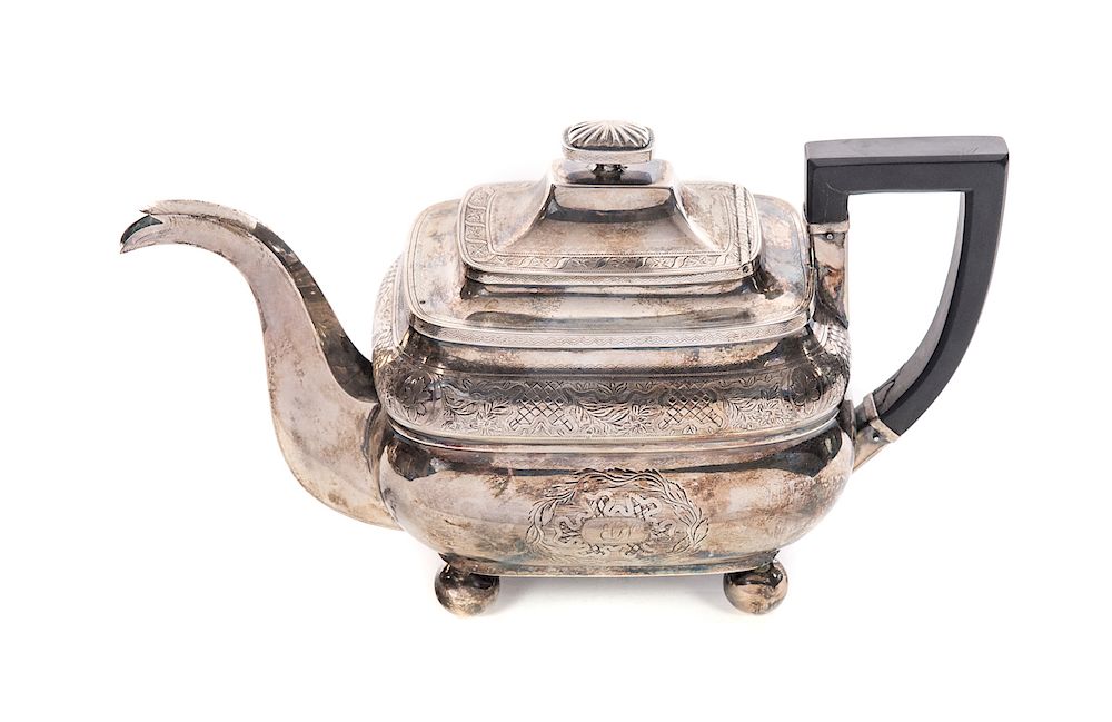 Appraisal: - J A Simmons Coin Silver Teapot Measures tall Good