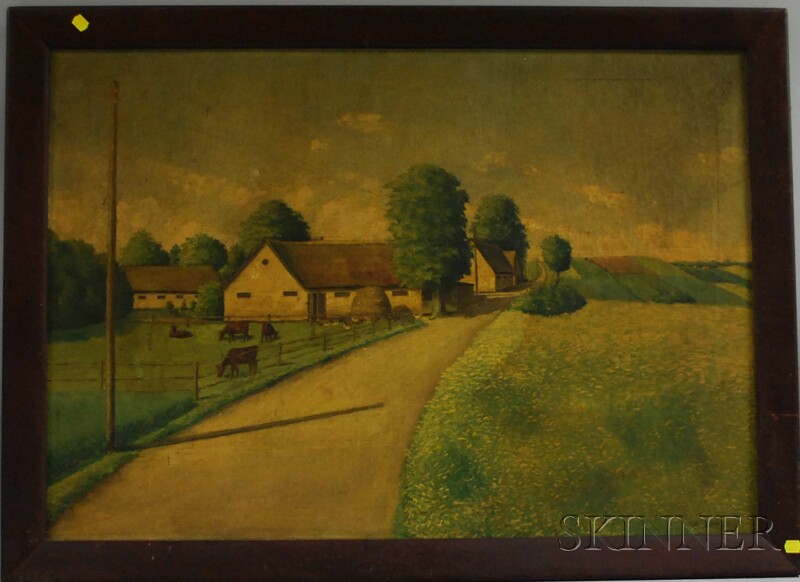 Appraisal: Danish American School th Century Country Farm Scene Signed W