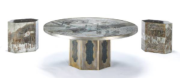 Appraisal: A Phillip and Kelvin LaVerne patinated bronze Chan coffee table