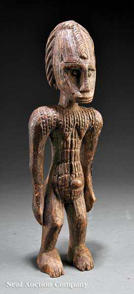 Appraisal: A Mali Bamana Carved Wood Figure carved female standing with