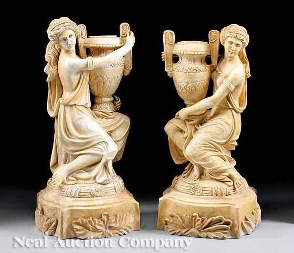 Appraisal: A Pair of Sienna Marble Figures of Maidens early th