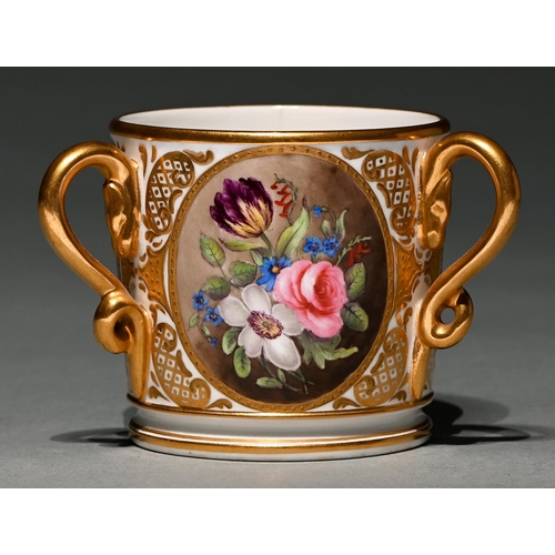 Appraisal: A Sampson Hancock three handled cup c painted with three