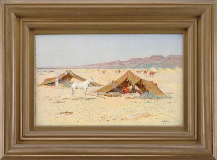 Appraisal: ALPHONSE BIRCK French - BEDOUIN ENCAMPMENT Oil on canvas desert