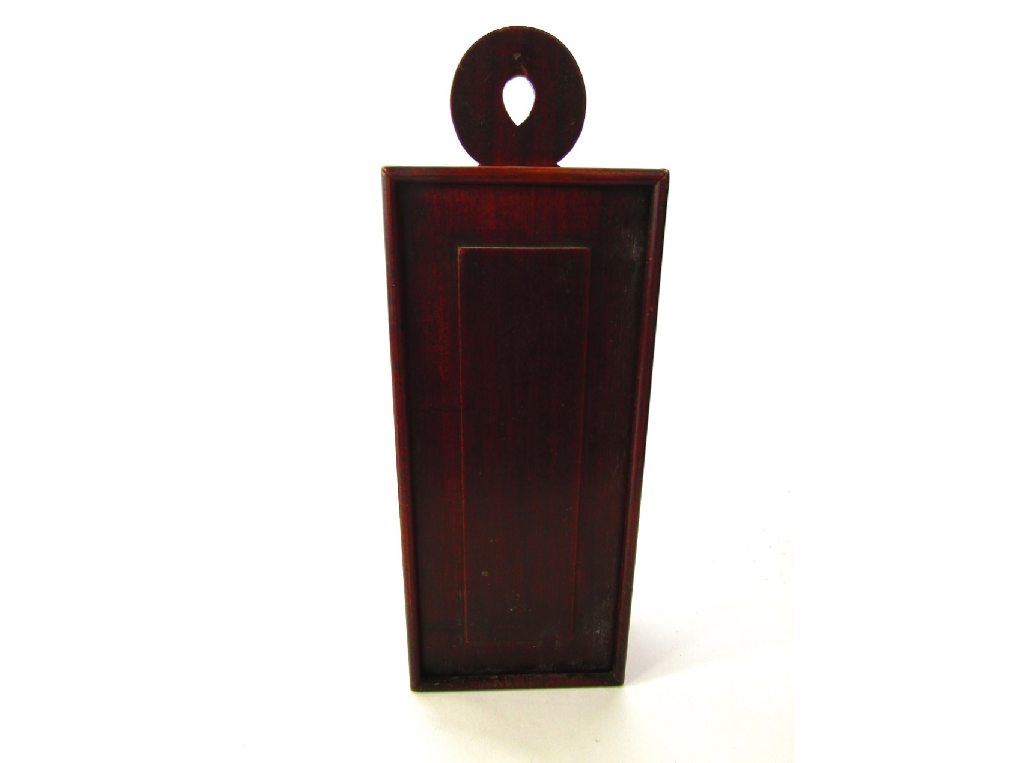 Appraisal: A stained timber wall hanging candle box with sliding panel