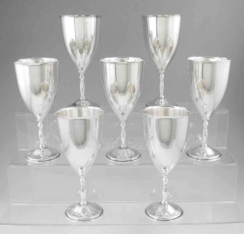 Appraisal: MEXICAN STERLING SILVER GOBLETS All hallmarked with the Eagle bell