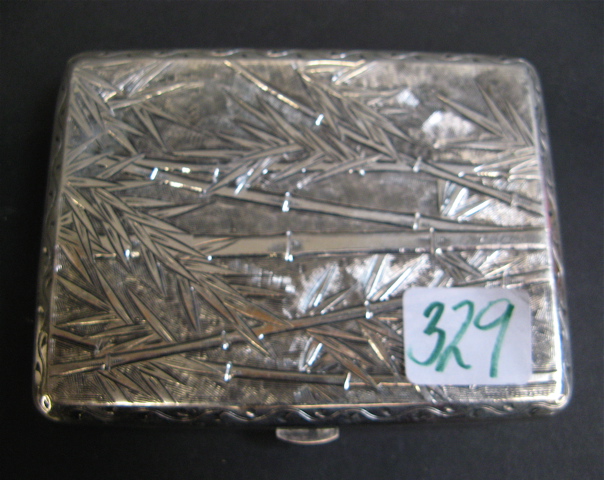 Appraisal: JAPANESE STERLING SILVER CIGARETTE CASE chased and engraved bamboo decoration