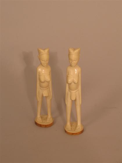 Appraisal: Two ivory female figures H in tallest