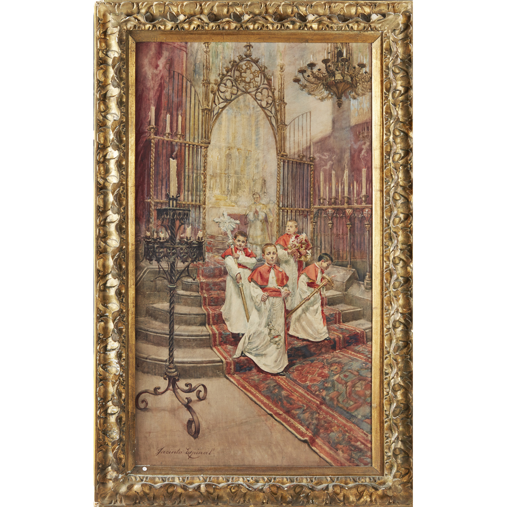 Appraisal: JACINTO ESPINAL SPANISH FL - PROCESSION OF ALTAR BOYS signed