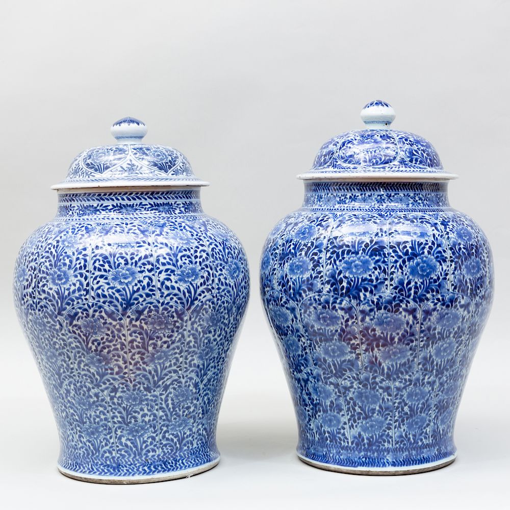 Appraisal: Near Pair of Large Chinese Export Blue and White Porcelain