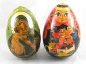 Appraisal: A Russian wooden Easter egg ht cm and an egg