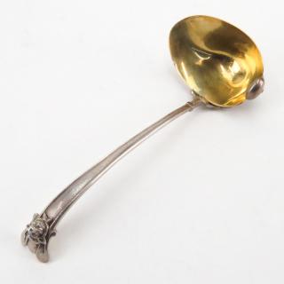 Appraisal: Antique Silver Figural Ladle Unusual motif of webbed foot mask