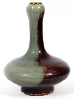 Appraisal: CHINESE ROUGE TO GRAY PORCELAIN VASE H DIA bulbous base