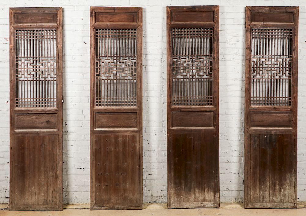 Appraisal: Set of Four th C Chinese Carved Wood Doors Set