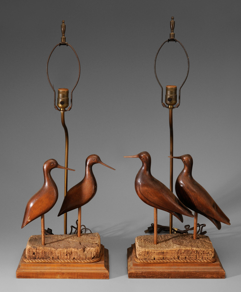 Appraisal: Two Pairs Shorebird Decoys wooden ey