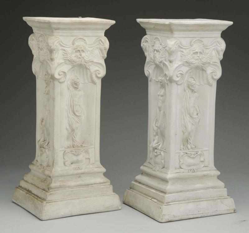 Appraisal: Lot of Early Plaster Greek-Inspired Columns Very detailed pedestals women