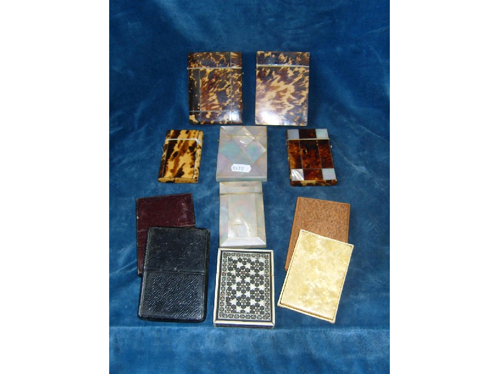 Appraisal: A collection of th century card cases including tortoiseshell mother