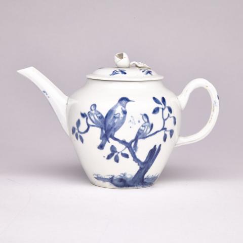 Appraisal: Worcester Thrush Small Teapot c of ovoid shape with faceted