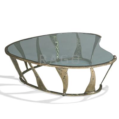 Appraisal: SILAS SEANDEL Large amoeba table New York s Bronze pewter