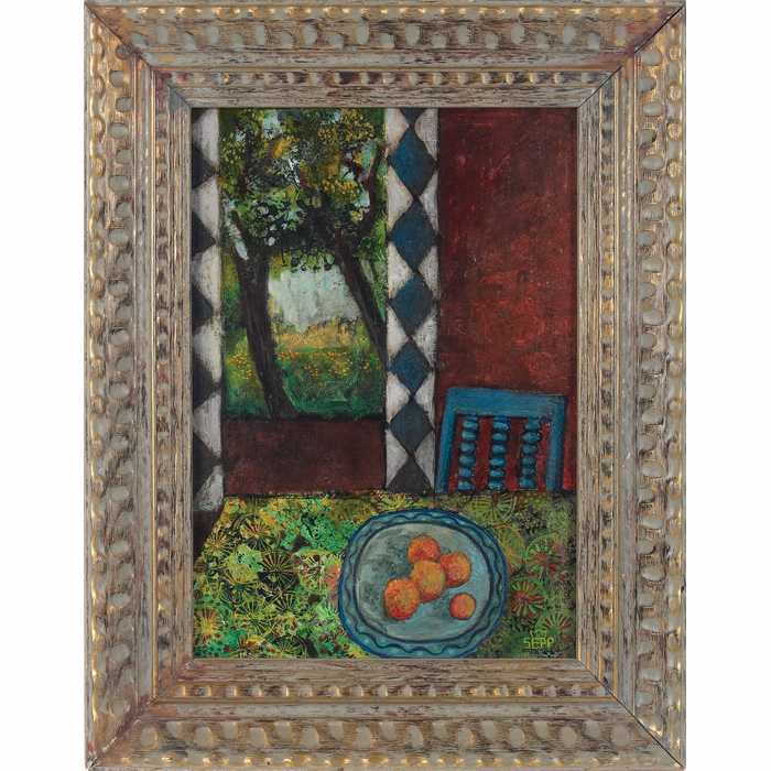 Appraisal: Sepp American th century Garden Window c oil on masonite