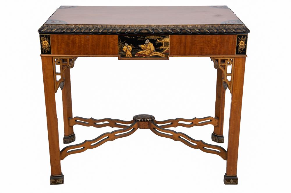 Appraisal: CHIPPENDALE STYLE JAPANNED OCCASIONAL TABLE th century inches wide inches