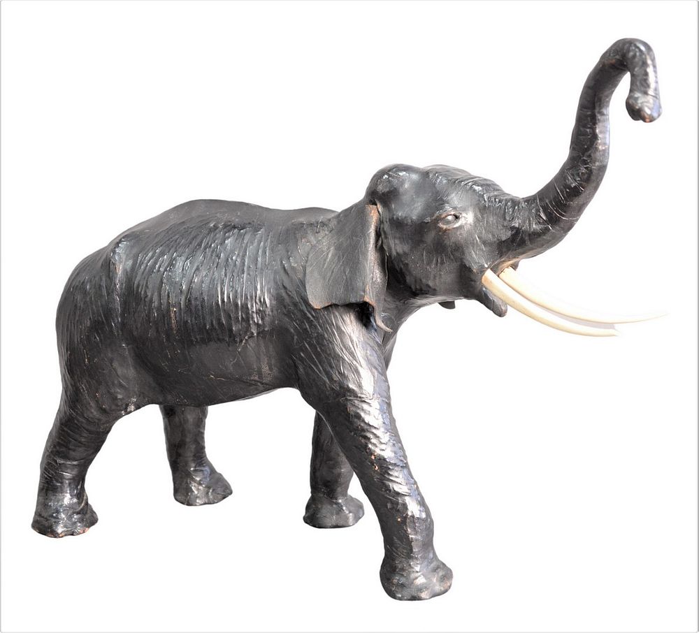 Appraisal: Leather Elephant Form early th century possibly Abercrombie Fitch height