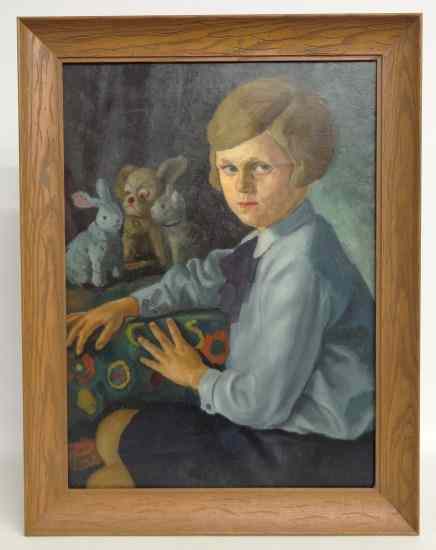 Appraisal: Painting oil on canvas child with toys by Ethel Bennett