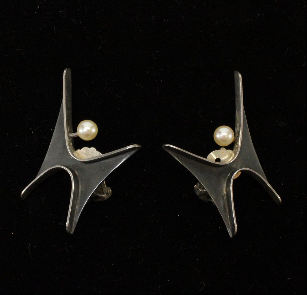 Appraisal: Ed Wiener Modernist Earrings A pair of vintage Ed Wiener