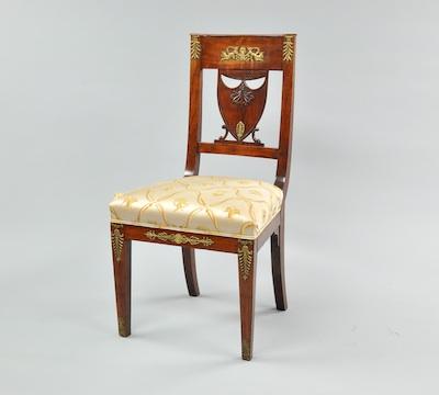 Appraisal: A French Empire Gilt Carved Side Chair With straight tapered