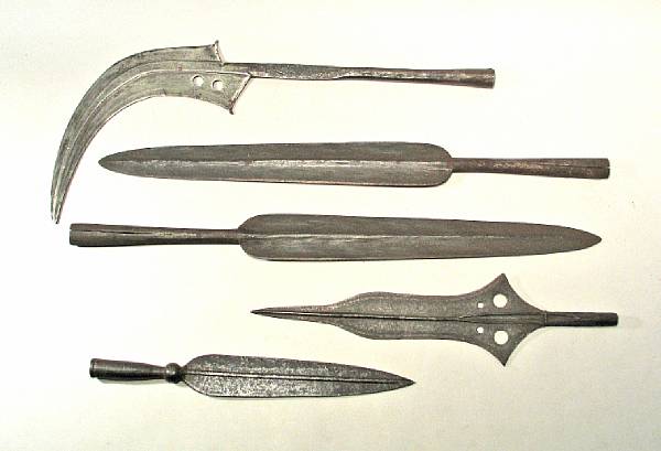 Appraisal: A lot of five African edged weapons th century Comprising