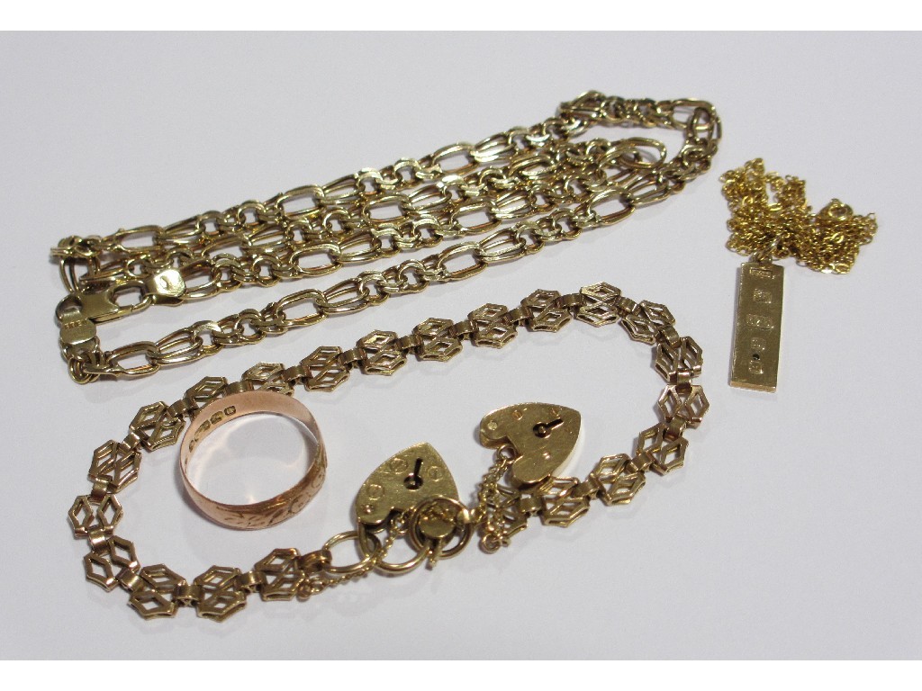 Appraisal: Lot of ct gold items to include fancy link neck