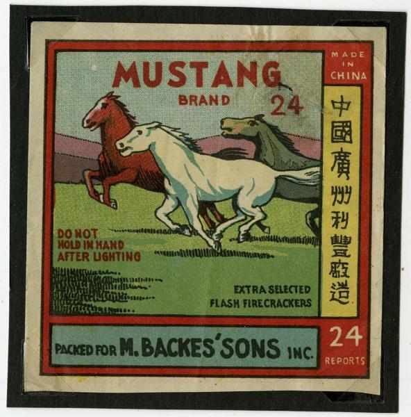 Appraisal: Mustang -Pack Firecracker Label Class Manufactured by M Backes Sons