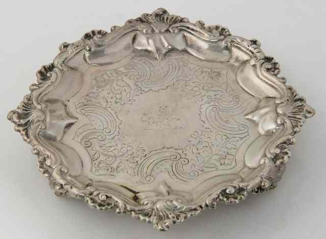 Appraisal: A Victorian silver circular engraved waiter George Frederick Pinnell London