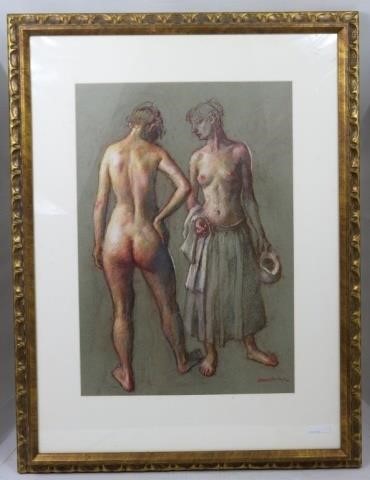 Appraisal: ROBERT BRACKMAN - NY CT PASTELSTUDY OF NUDE AND PARTIALLY