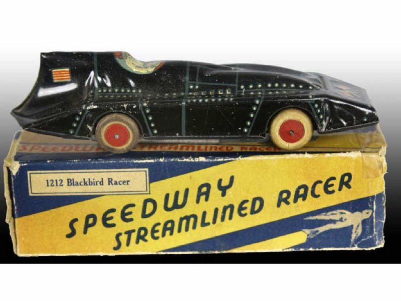 Appraisal: Lindstrom Tin Wind-Up Black Bird Racer Toy C Description ''