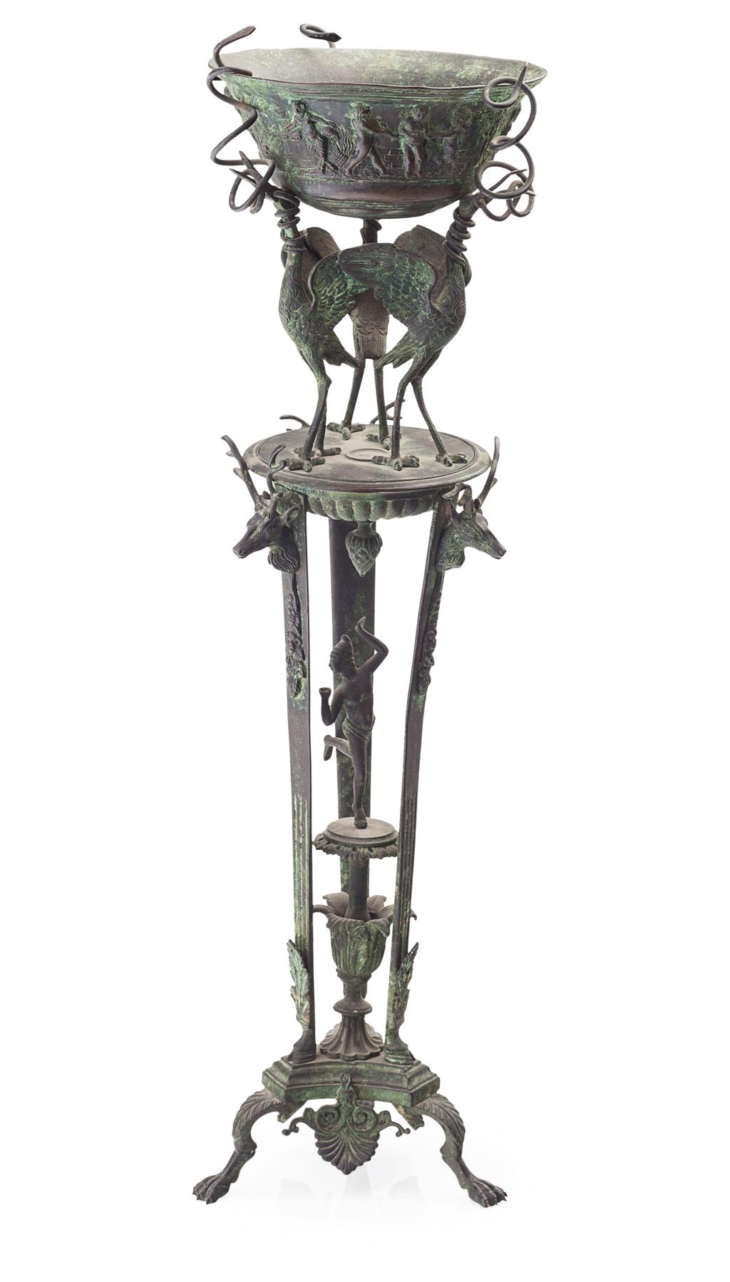 Appraisal: GRAND TOUR' PATINATED BRONZE BRAZIER AFTER THE ANTIQUE TH CENTURY