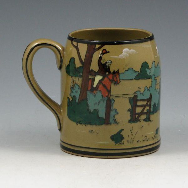 Appraisal: Buffalo Deldare hunt scene mug titled Breaking Cover Marked with