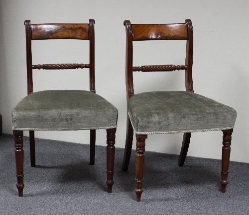 Appraisal: A pair of Regency mahogany rope back single chairs with